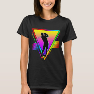 Retro Farbige Regenbogen Golfspieler Vintage T-Shirt