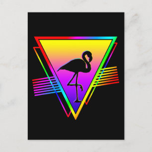 Retro Farbige Regenbogen Moderne Flamingo Vogel Postkarte
