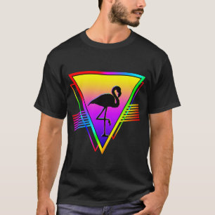 Retro Farbige Regenbogen Moderne Flamingo Vogel T-Shirt