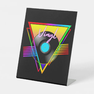 Retro-farbige Regenbogen-Vinyl-Schallplatte Sockelschild