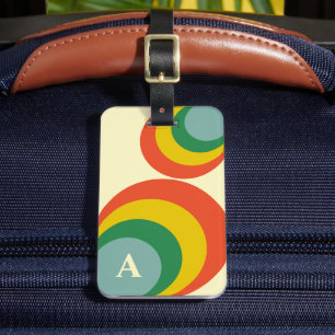 Retro-farbige Schweizer Formen Monogramm Gepäckanhänger