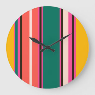 Retro farbige Streifen, abstrakter Hintergrund Große Wanduhr