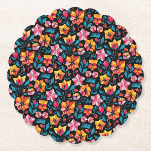 Retro Farbige Trendige Blumen Muster Geburtstagsfe Untersetzer
