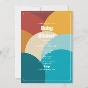 Retro-farbige vintage-abstrakte Kunst-Baby-Party Einladung
