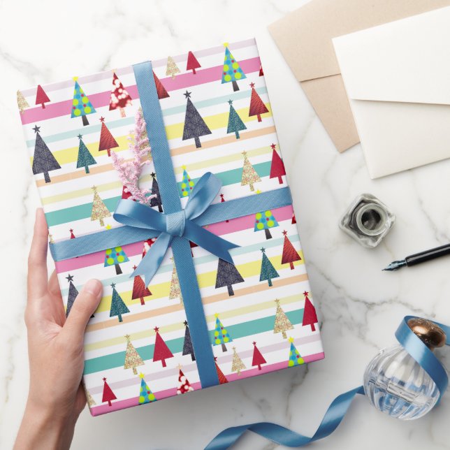 Retro-farbige Weihnachten Geschenkpapier (Schenken)