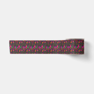 Retro Farbige Weihnachts-Rentiere-Bäume Satinband