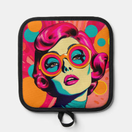 Retro-farbiger Stil, farbige Frau Topflappen