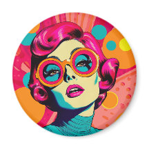 Retro farbiger Stil Magnet, farbige Frau