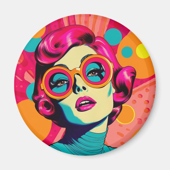 Retro farbiger Stil Magnet, farbige Frau Magnet (Vorne)