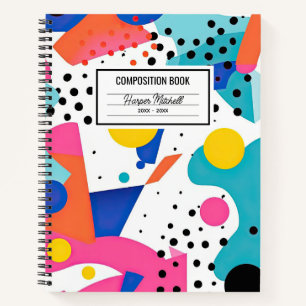 Retro-farbiges Formgestaltung-Notebook der 80er Ja Notizbuch
