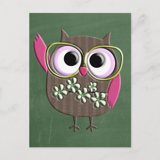 Retro-farbiges Owl Boho Bohemisch Bird Custom Postkarte (Vorderseite)