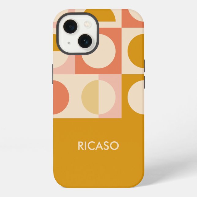Retro-Farbmuster personalisiert iPhone Hülle (Rückseite)