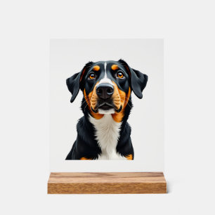 Retro-Farbporträt-Illustration eines Hundes Vintag Acrylschild