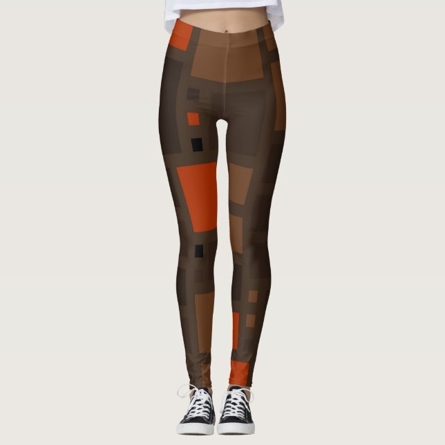 Retro-Farbquadrate-Muster Leggings (Vorderseite)