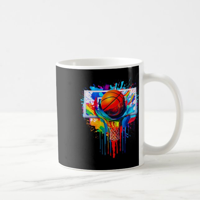 Retro Farbskizze Dribbling Ll Slam Dunk Korb  Kaffeetasse (Rechts)