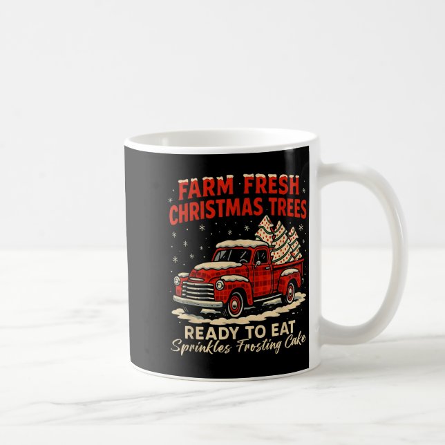 Retro Farm Fresh Debbie Christmas Cake Red Truck H Kaffeetasse (Rechts)