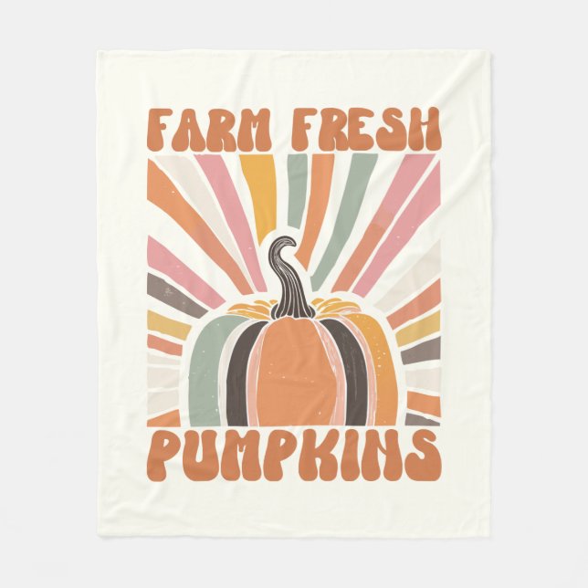 Retro Farm Fresh Pumpkins Fleecedecke (Vorderseite)