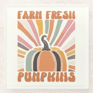 Retro Farm Fresh Pumpkins Glasuntersetzer