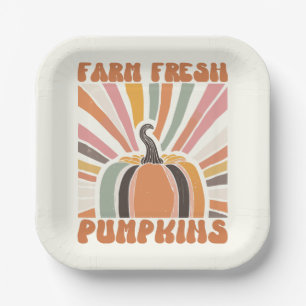 Retro Farm Fresh Pumpkins Pappteller