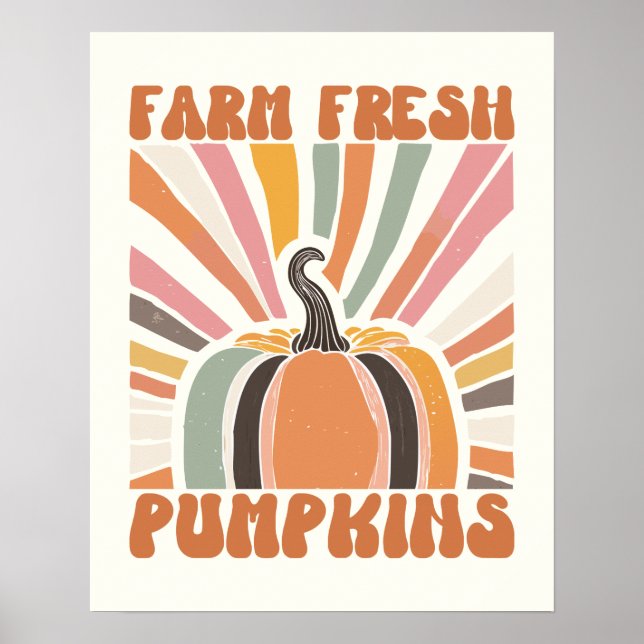 Retro Farm Fresh Pumpkins Poster (Vorne)