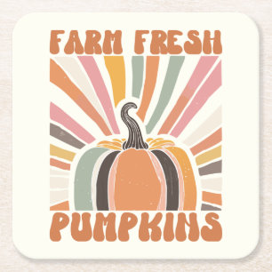 Retro Farm Fresh Pumpkins Rechteckiger Pappuntersetzer