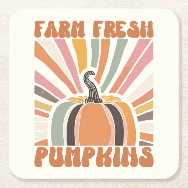 Retro Farm Fresh Pumpkins Rechteckiger Pappuntersetzer (Vorderseite)