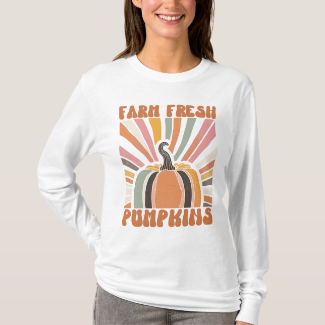 Retro Farm Fresh Pumpkins T-Shirt (Vorderseite)