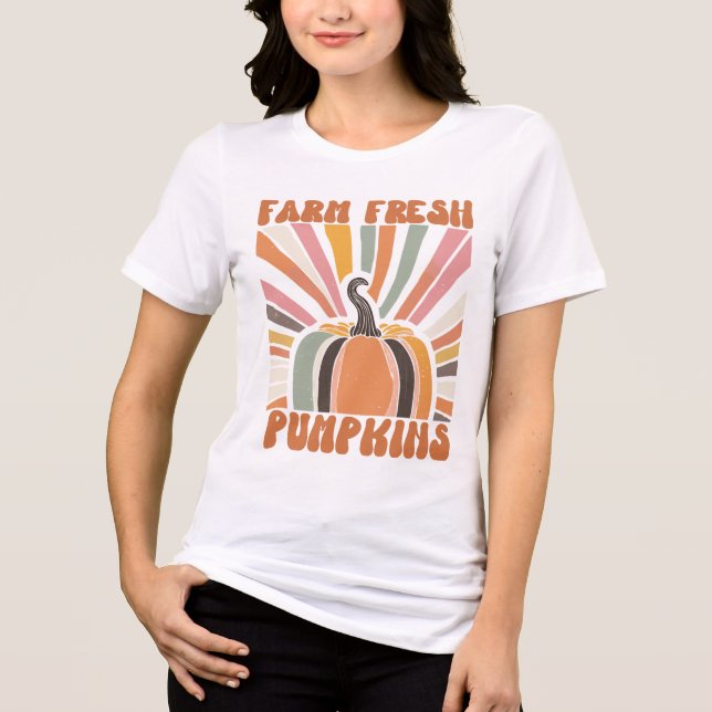 Retro Farm Fresh Pumpkins Tri-Blend Shirt (Vorderseite)