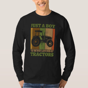 Retro Farm Landleben Nur Ein Junge Der Traktoren T-Shirt