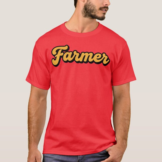 Retro-Farmer-Aufkleber T-Shirt (Vorderseite)