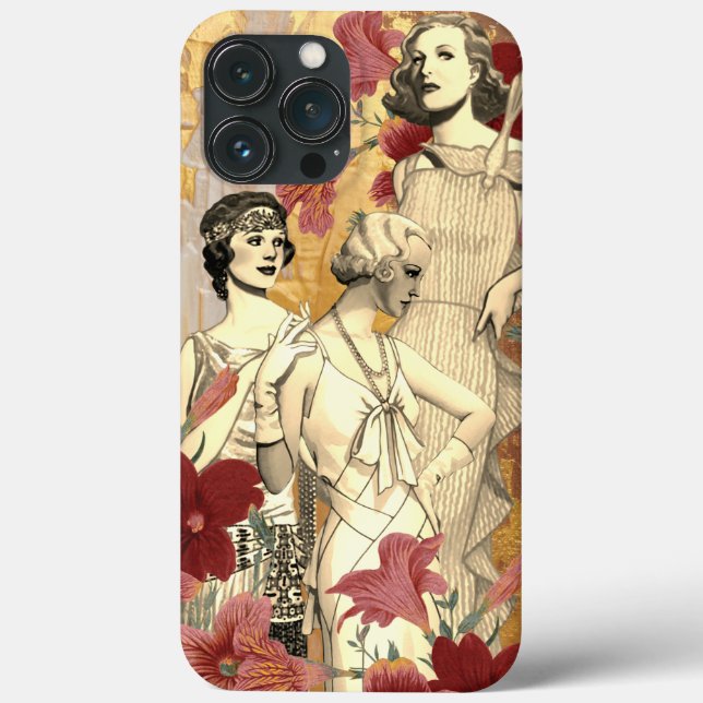 Retro Fashion Floral Background iPhone / iPad Gehä Case-Mate iPhone Hülle (Rückseite)