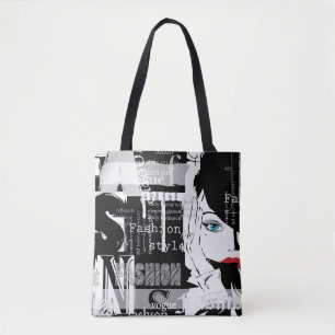 Retro Fashion Multiprint Tote Bag