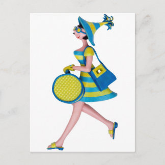 Retro Fashion Woman Postkarte