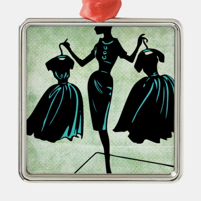 Retro Fashionista-Silhouette Ornament Aus Metall (Vorne)