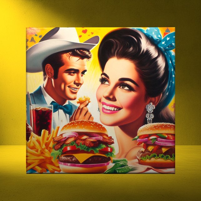 Retro Fast Food Couple Fliese (Von Creator hochgeladen)