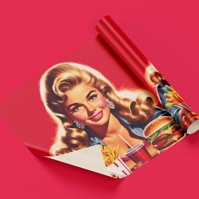 Retro-Fast-Food-Pin-up Geschenkpapier (Von Creator hochgeladen)