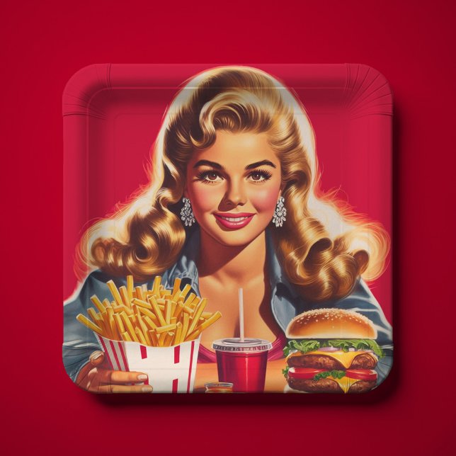 Retro-Fast-Food-Pin-up Pappteller (Von Creator hochgeladen)