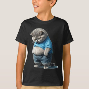 Retro Fat Kitten T-Shirt Funny Cat Rolling Fatties