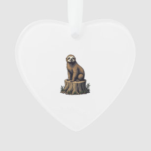 Retro-Faultier-Gravur-Wildlife-Shirt (3) Ornament