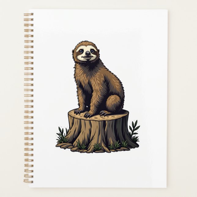 Retro-Faultier-Gravur-Wildlife-Shirt (3) Planer (Vorderseite)
