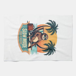 Retro-Faultier-Urlaubsshirt Lustiges Tropisches Re Geschirrtuch