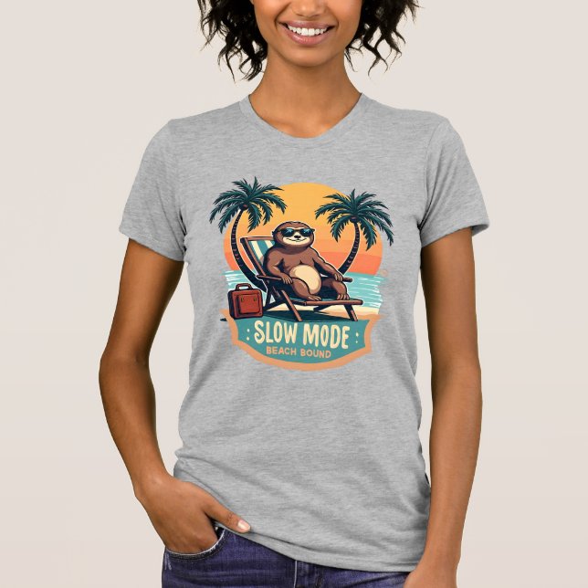 Retro-Faultier-Urlaubsshirt Lustiges Tropisches Re T-Shirt (Vorderseite)