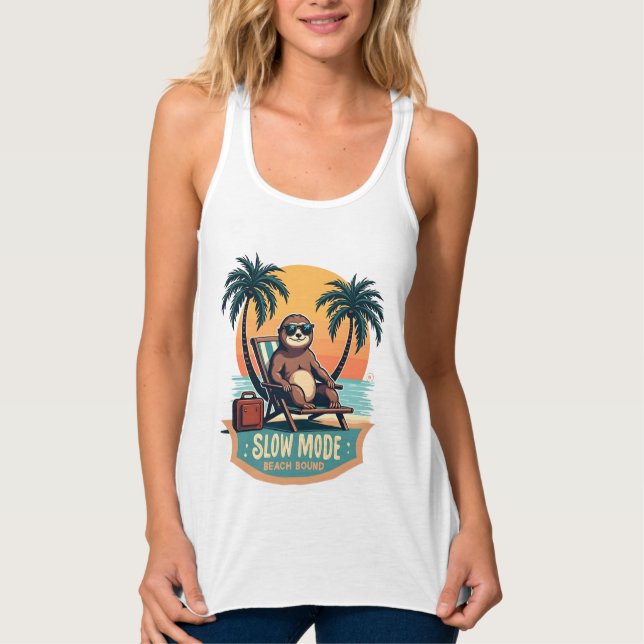Retro-Faultier-Urlaubsshirt Lustiges Tropisches Re Tank Top (Vorderseite)