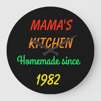 Retro-FAUX-Neon-Mamas-eigenes-Küche mit Datum Große Wanduhr