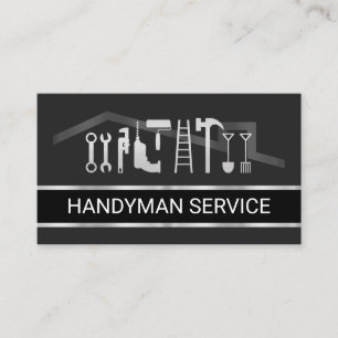 Retro-Faux-Silber-Handwerker-Werkzeuge-Layer Visitenkarte
