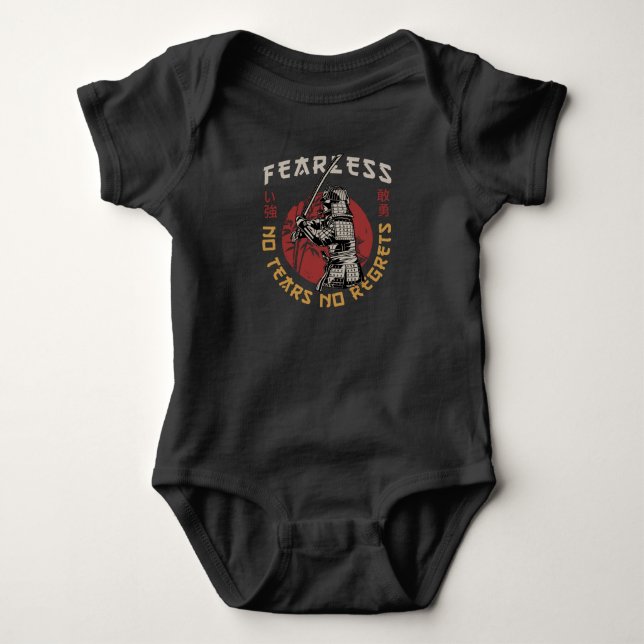 Retro Fearless Samurai - Samurai Zitat Baby Strampler (Vorderseite)