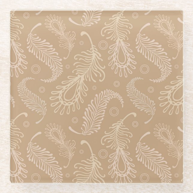 Retro-feater-blass-Muster Glasuntersetzer (Vorderseite)