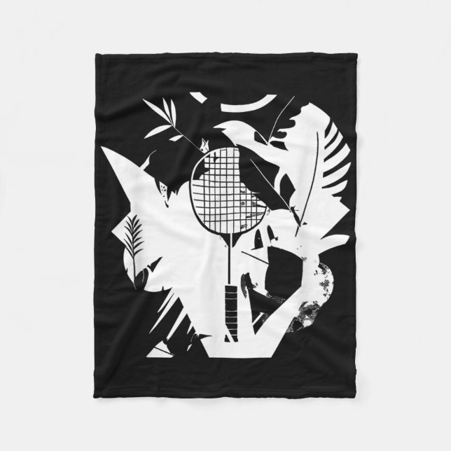 Retro Federballschläger Federball Spieler  Fleecedecke (Vorderseite)