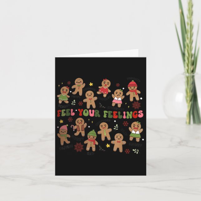 Retro Feel Your Feelings Gingerbread Christmas Men Karte (Vorderseite)