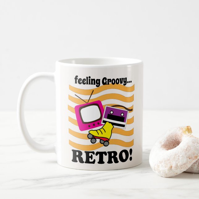 Retro-Feeling Groovy  Kaffeetasse (Mit Donut)